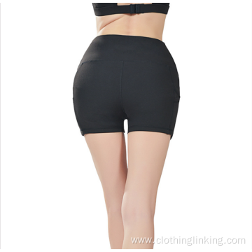 High Waist Yoga Shorts with Side Pocket